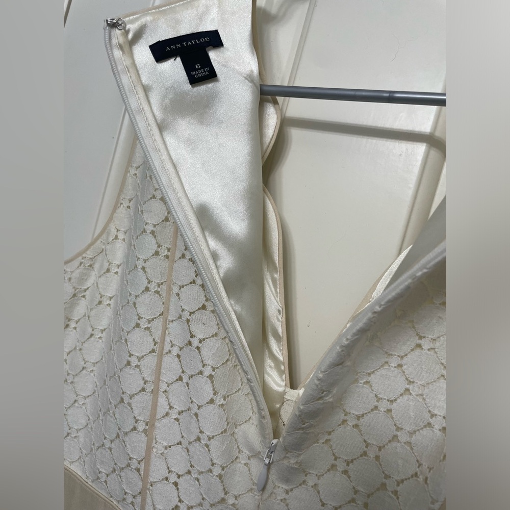 Ann Taylor Cream A-Line Mini Dress Scoop Neck - Picture 4 of 9